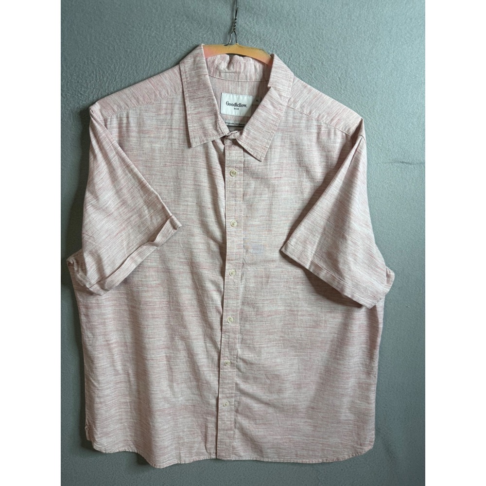 Goodfellow & Co. Button Up Men's Extra Large Pink Textured Short‎ Sleeve Shirt
